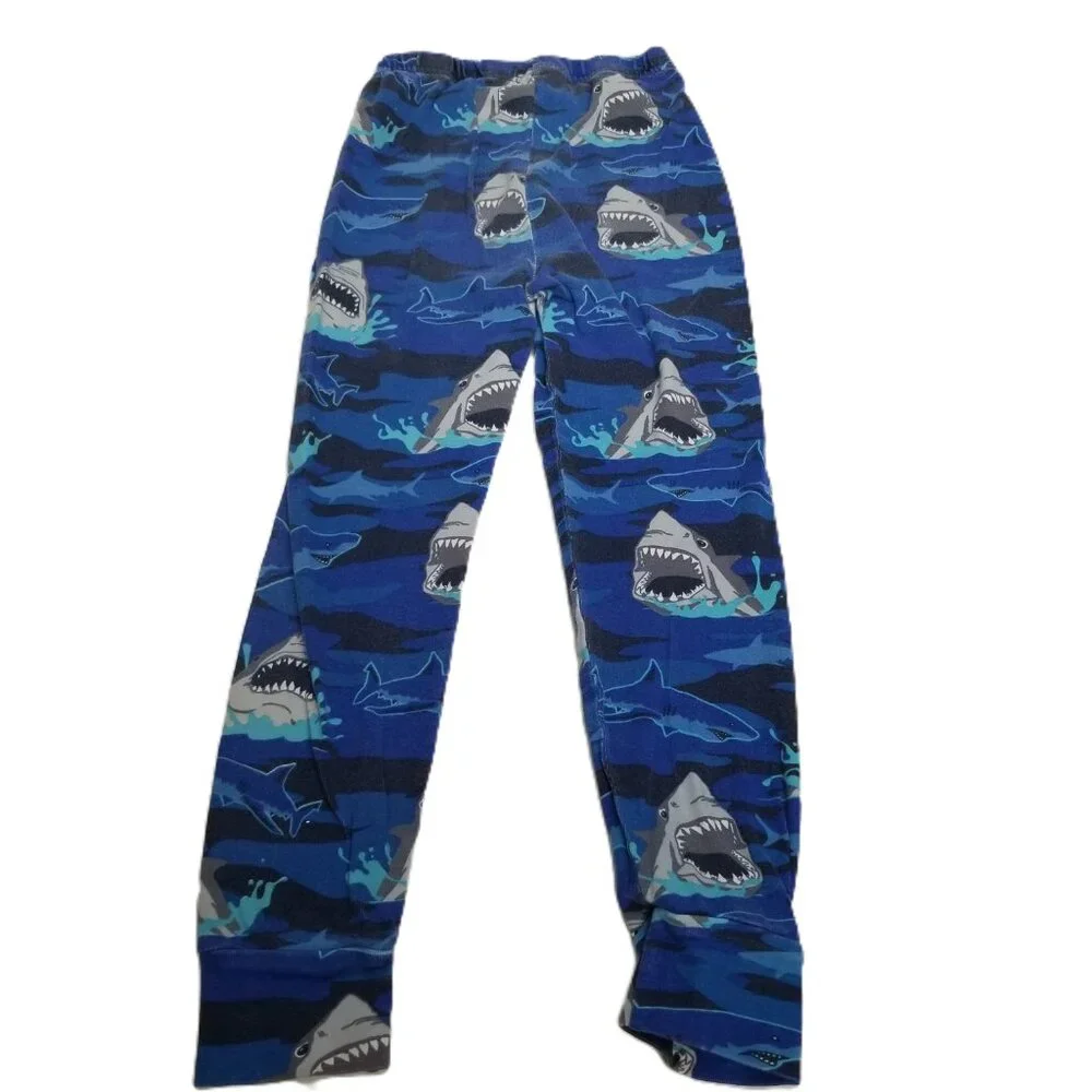 Childrens Place Kids Shark Print Leggings 6 Blue Ocean Cotton Sleep Pants